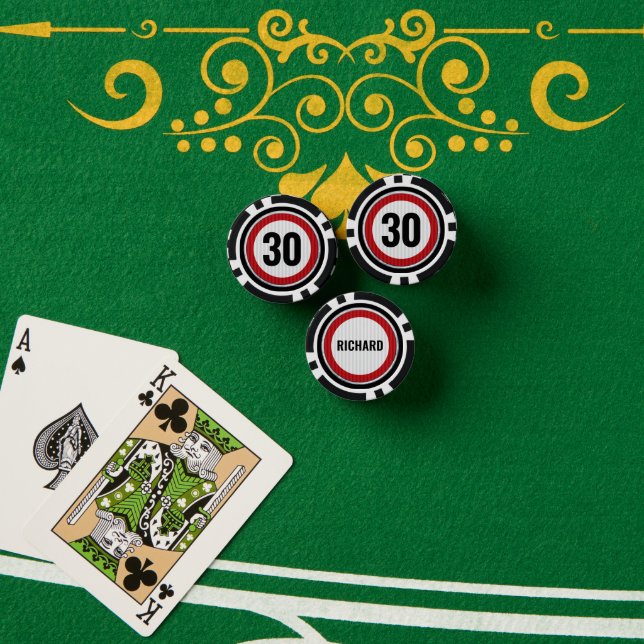 Tempolimit-Schild zum 30. Geburtstag für jedes Alt Pokerchips (Pokertisch (Stapel))