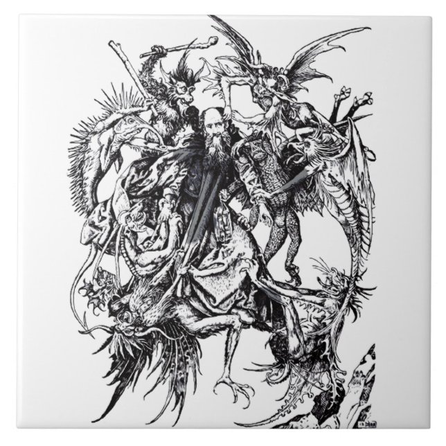 Temptation des Heiligen Anthony des Großen Fliese (Vorderseite)