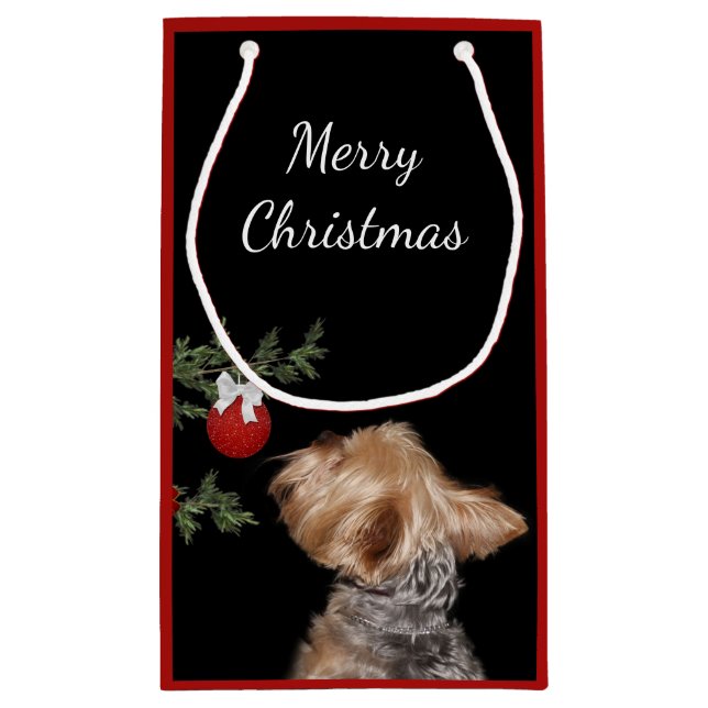 Tempted Yorkie Christmas Kleine Geschenktüte (Rückseite)