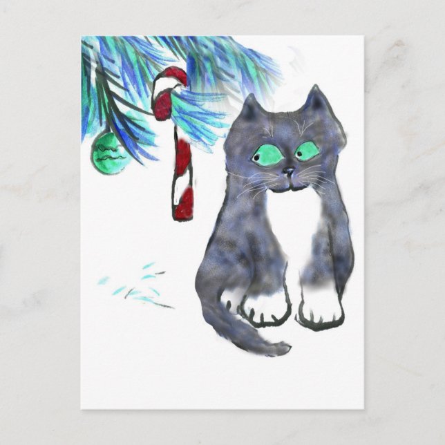 Tempting Candy Cane for Kitty Postkarte (Vorderseite)