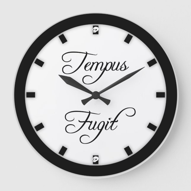 Tempus Fugit Time Flies Gothic Große Wanduhr (Vorderseite)