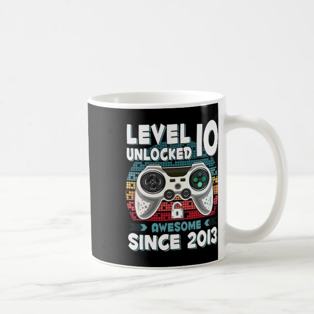 Ten 10yr Bday Son Boy Funny Gamer 10th 10 Year Old Kaffeetasse (Rechts)
