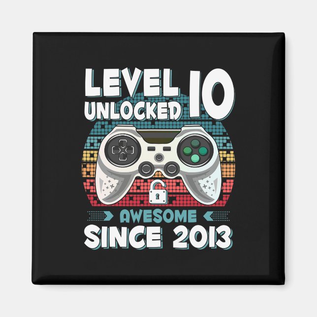 Ten 10yr Bday Son Boy Funny Gamer 10th 10 Year Old Magnet (Vorne)