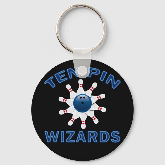 TEN-BUTTON-WIZARDS - NAME DES BOWLINGS SCHLÜSSELANHÄNGER (Vorderseite)
