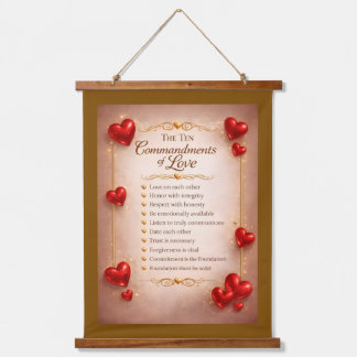 Ten Commandments of Love Wandteppich Mit Holzrahmen