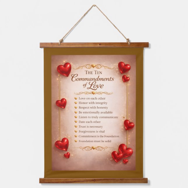 Ten Commandments of Love Wandteppich Mit Holzrahmen (Vorderseite)