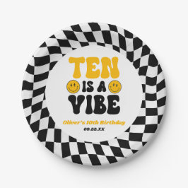 Ten Is A Vibe Retro Tenth 10th Birthday Party Pappteller