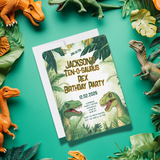 Ten-o-saurus Rex Jungen Dino Geburtstagsfeier Einladung