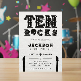 Ten Rocks Gitarrenplektrum 10. Geburtstagsfeier Einladung