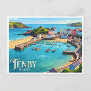 Tenby Hafen Vereinigtes Königreich Postkarte