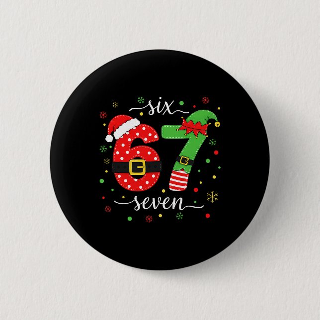 Tendenz Sechs Sieben Meme Weihnachten 67 Xmas Männ Button (Vorderseite)