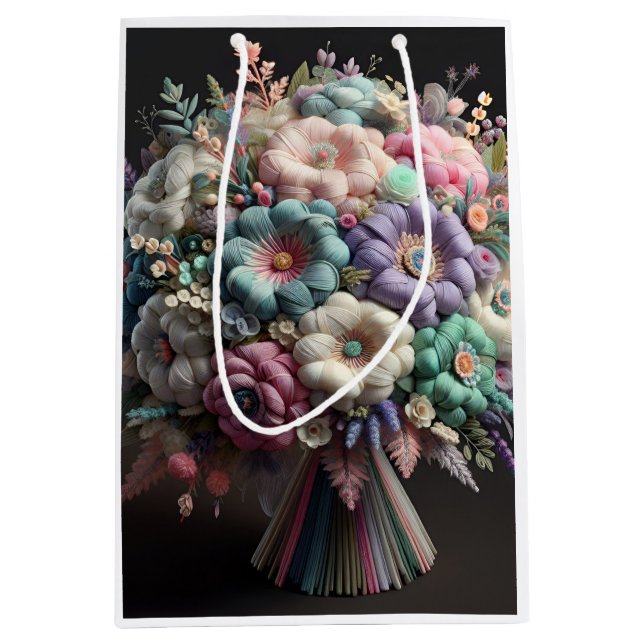 Tender-Bouquet auf schwarzem Hintergrund von Natas Mittlere Geschenktüte (Vorderseite)