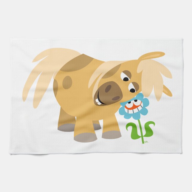 Tender Cartoon Pony und Blume Handtuch (Horizontal)