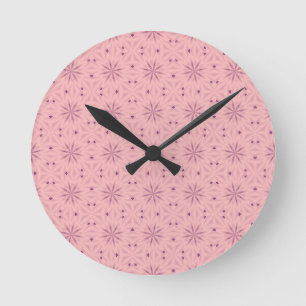 Tender Pink Pixels Runde Wanduhr