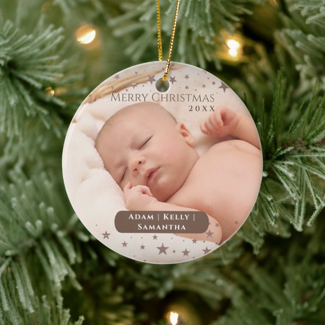 Tender Starry Weihnachten Personalisiertes Foto Ur Keramik Ornament (Baum)