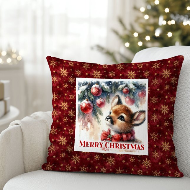 Tender winter scene baby deer kids room decor  kissen (Tender winter scene baby deer kids room decor (48))