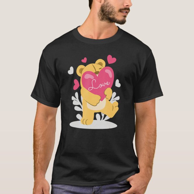 Tenderhearted Bear Valentines Day a Couple Matchin T-Shirt (Vorderseite)