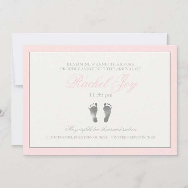 Tenderness Pink Geburtsankündigung Ankündigung (Vorderseite)