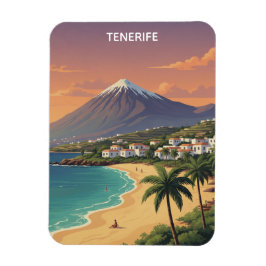 Tenerife Mount Teide Canary Island Retro Travel Magnet