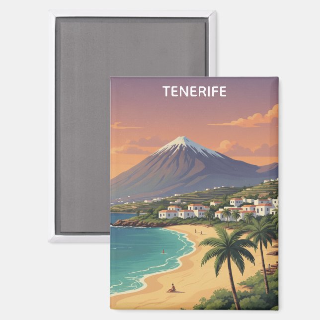 Tenerife Mount Teide Kanarische Insel Vintage-Reis Magnet (Vorderseite/Rückseite)