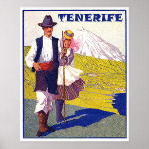 Tenerife, Paar Dorfbewohner, Spanien, vintage Poster