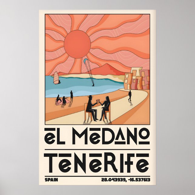 Tenerife Reiseplakat El Medano Beach, Oversized Poster (Vorne)