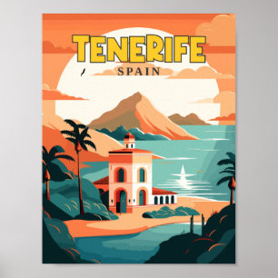 Tenerife Spanien Vintage-Reiseillustration Poster