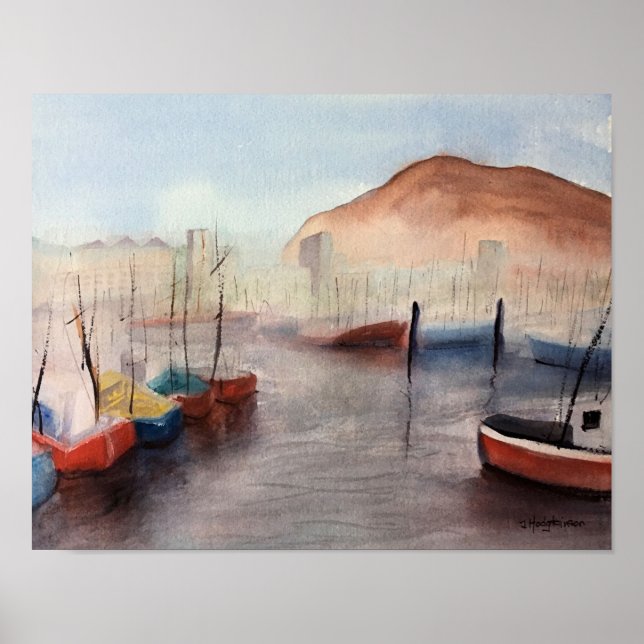 Teneriffa, Hafen WATERCOLOR Poster (Vorne)