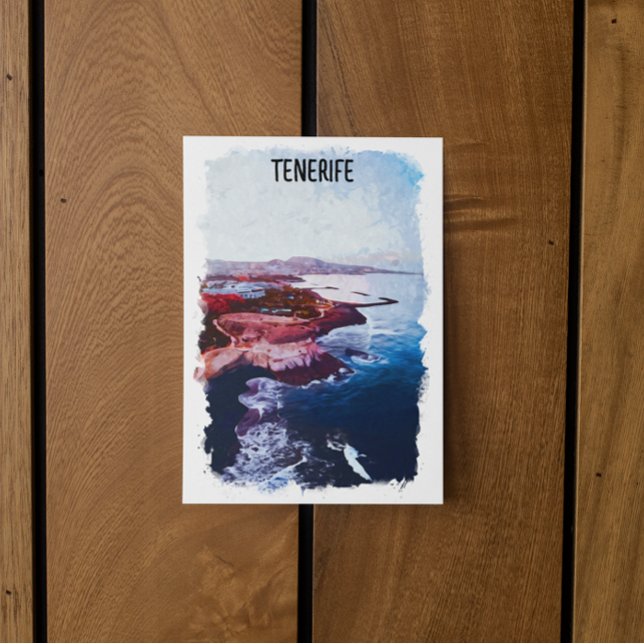 Teneriffa Spanien Küste Kanarische Inseln Reise So Postkarte (tenerife spanish island watercolor postcard)