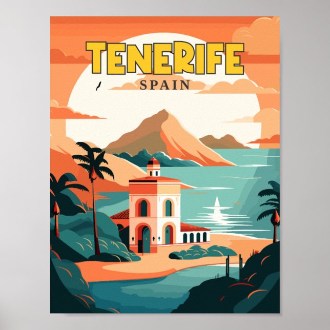 Teneriffa Spanien Vintage Illustration Poster (Vorne)