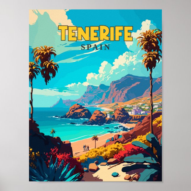 Teneriffa Spanien Vintage Illustration Poster (Vorne)