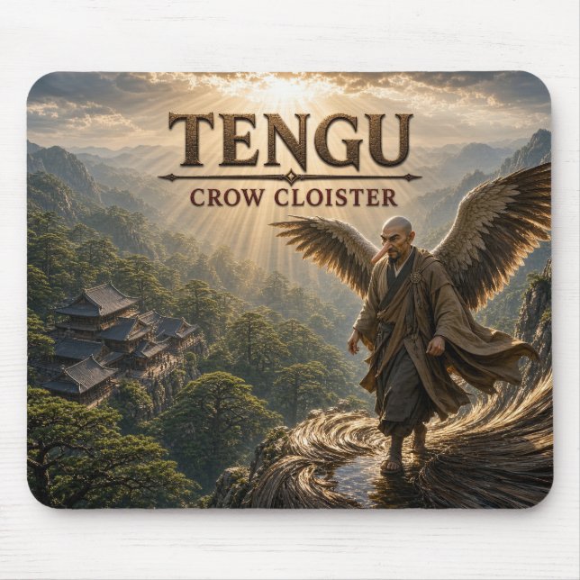 Tengu Crow-Kloster Dark Realism Mousepad (Vorne)