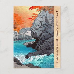 Tengu Felsen Hasui Kawase Fluss shn hanga Landscha Postkarte