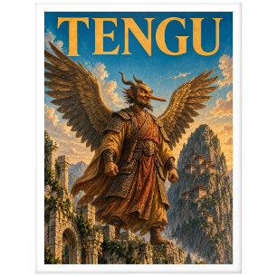 Tengu, Gothic Fantasy Monster Postkarte