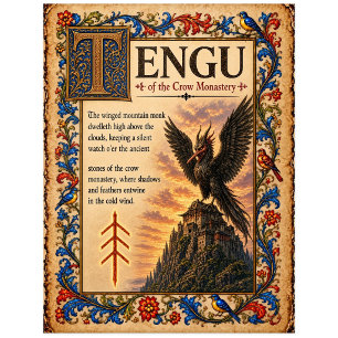 Tengu, mittelalterliche Bestiarien-Kunst Postkarte
