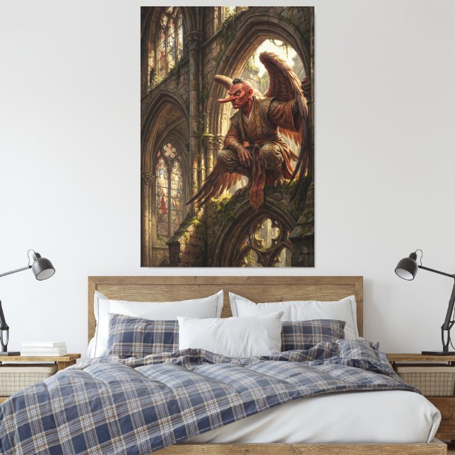 Tengu Perched in the Ruined Cathedral Leinwanddruck (Insitu (Schlafzimmer))