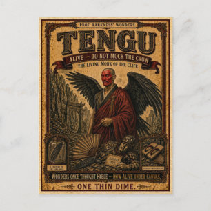 Tengu, Vintage Zirkusmonster Postkarte