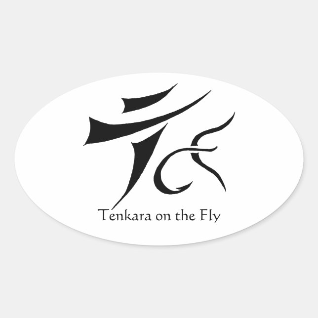 Tenkara auf dem Fly Oval Sticker (Vorderseite)