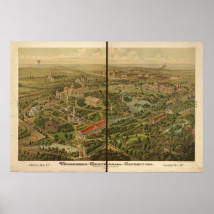 Tenn hundertjährige antike panoramische Karte Poster