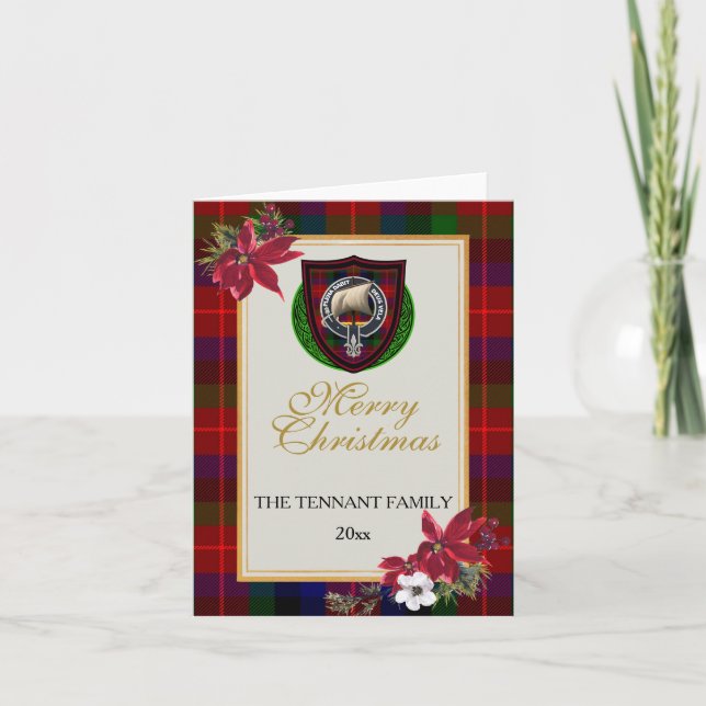 Tennant Schottischer Clan-Tartan & Wappen Karte (Vorderseite)