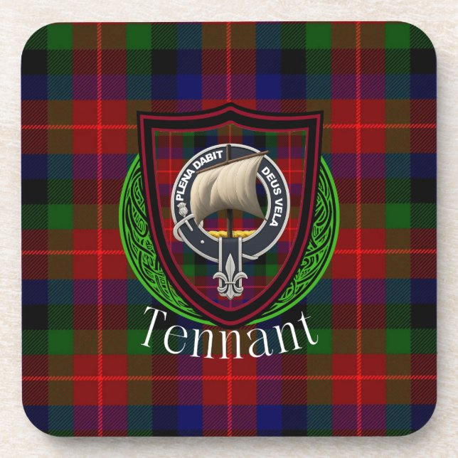 Tennant Scottish Clan Tartan & Crest Getränkeuntersetzer (Vorderseite)