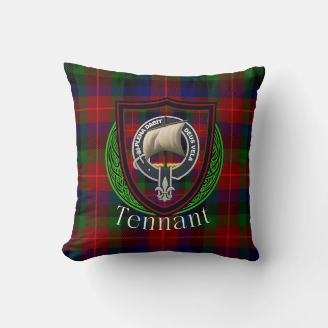 Tennant Scottish Clan Tartan & Crest Kissen (Vorderseite)