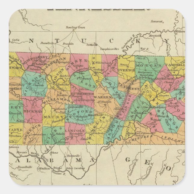Tennessee 7 quadratischer aufkleber (Vorderseite)