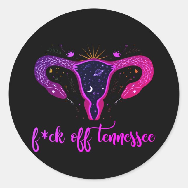 Tennessee Abortion Ban Celestial Uterus Protest Runder Aufkleber (Vorderseite)