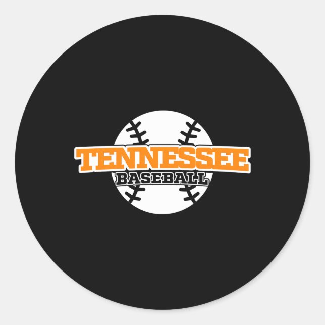 Tennessee Baseball Block Schriftart Runder Aufkleber (Vorderseite)