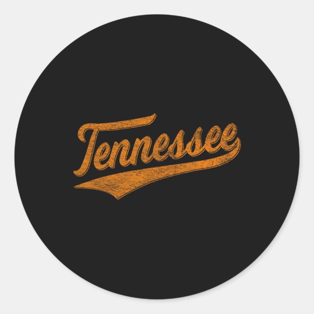 Tennessee Baseball Sportskript Cursive Flag Swoo Runder Aufkleber (Vorderseite)