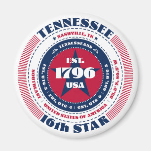 Tennessee Circle Typografy Souvenir Magnet