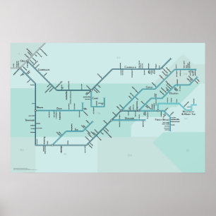 Tennessee & Cumberland Flüsse 30" x 20" Poster
