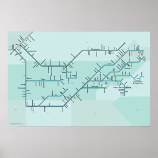 Tennessee & Cumberland Flüsse 30" x 20" Poster