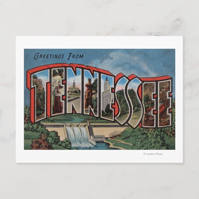 Tennessee (Dam)Große BuchstabenszenenTennessee Postkarte (Vorderseite)